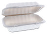 A Picture of product PCT-YCN80961 Pactiv Evergreen EarthChoice® SmartLock® MFPP 1-Compartment Hinged Lid Hoagie Containers. 9 X 6 X 3 in. White. 270/carton.