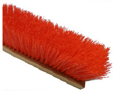 18" Orange Plastic Garage Brush - Wood Block, 12/Case