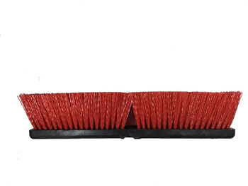 24" Red Plastic Garage Brush - Black Plastic Block, 12/Case