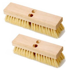 12" Cream Plastic Deck Scrub, 12/Case