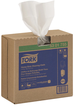 Tork Heavy-Duty Cleaning Cloth, Pop-Up Box, 8.46" x 16.13", White, 80 Sheets/Box, 5 Boxes/Case