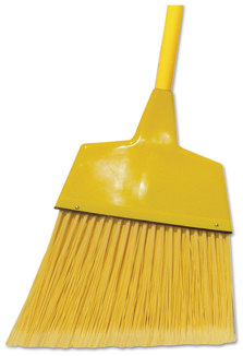 Boardwalk® Poly Fiber Angled-Head Lobby Brooms, 55", Yellow Lacquered Metal Handle, 12/Case