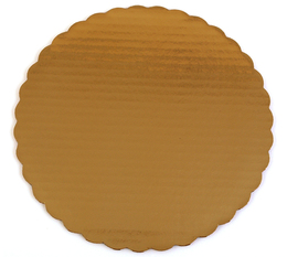 Scalloped Edge Laminated Cake Circles. 14 in. Metallic Gold. 100/case.