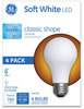 A Picture of product GEL-99190 GE Classic LED Non-Dim A19 Light Bulb, Soft White, 8 W, 4/Pack