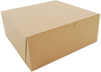Kraft Non-Window Bakery Boxes, 10 x 10 x 4 in, 100/Case.