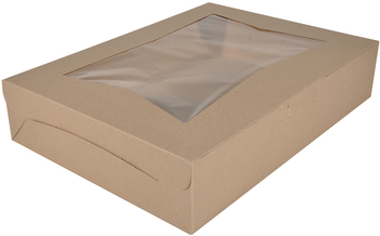 Kraft Window Bakery Boxes, 19 x 14 x 4 in, 50/Case.