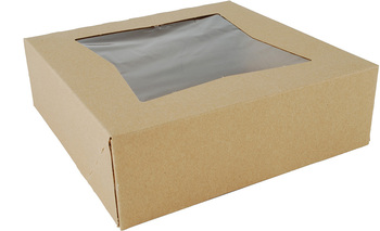 Kraft Window Bakery Boxes, 8 x 8 x 2-1/2 in, 200/Case.
