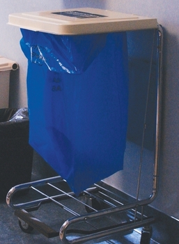 Heritage Bag Healthcare Printed "Soiled Linen" Can Liners in Flat Packs. 18 mic. 40-45 gal. 40 X 48 in. Blue. 200/Case.