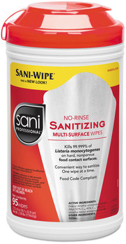 Sani Professional® No-Rinse Sanitizing Multi-Surface Wipes, White, 95/Container, 6/Case