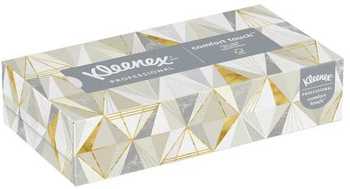 KLEENEX® Facial Tissue.  8.4" x 8.2".  White Color.  125 Sheets/Box, 48 Boxes/Case