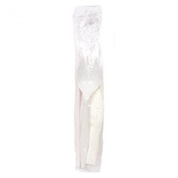 Medium Weight School Cutlery Kit Polypro Spork Milk Straw 5.75" Napkin 1000 / cs