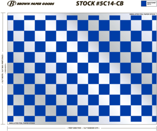 Foil Sandwich Wrap. 10.5 X 14 in. Blue Check. 5 packs, 500/pack.
