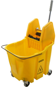 OmniFit™ Mop Bucket Combo: Down Press Wringer. 35 qt. 17.00 X 23.00 X 35.00 in. Yellow.